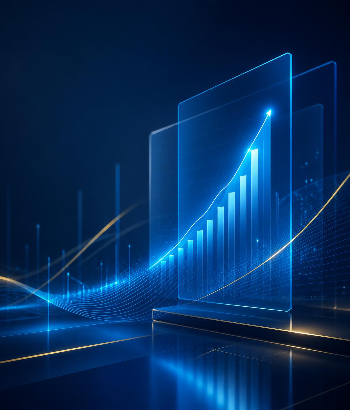Abstract visualization of business revenue growth financing